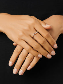 Oren Bypass Ring | Rhodium on Brass | Cubic Zirconia