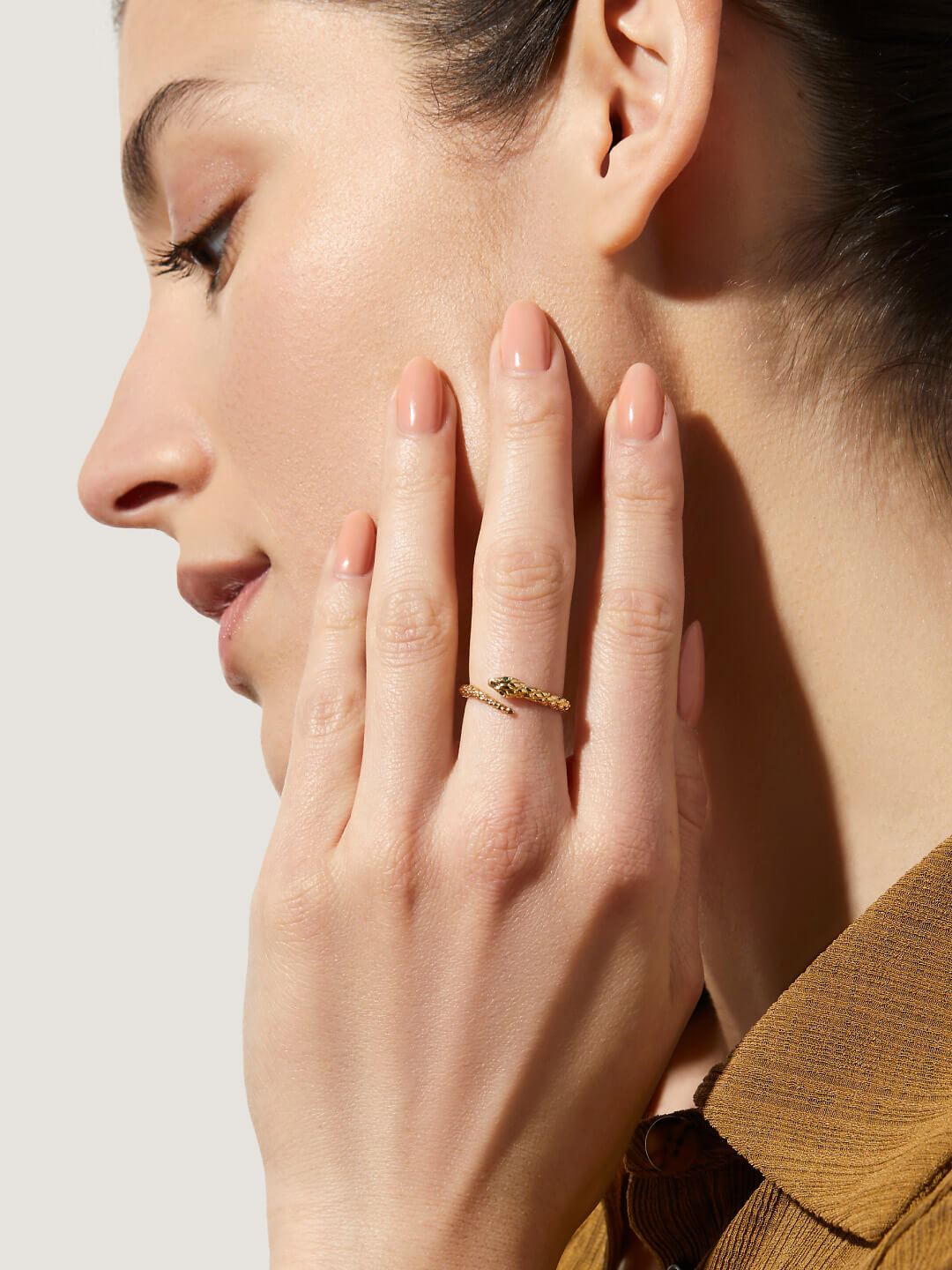 Gold Snake Ring - Cleo | 14K Gold on Brass | Cubic Zirconia