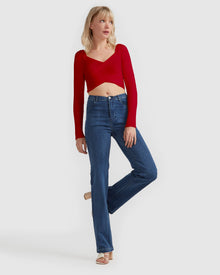 Women | Forget Me Not Knit Crop | Red