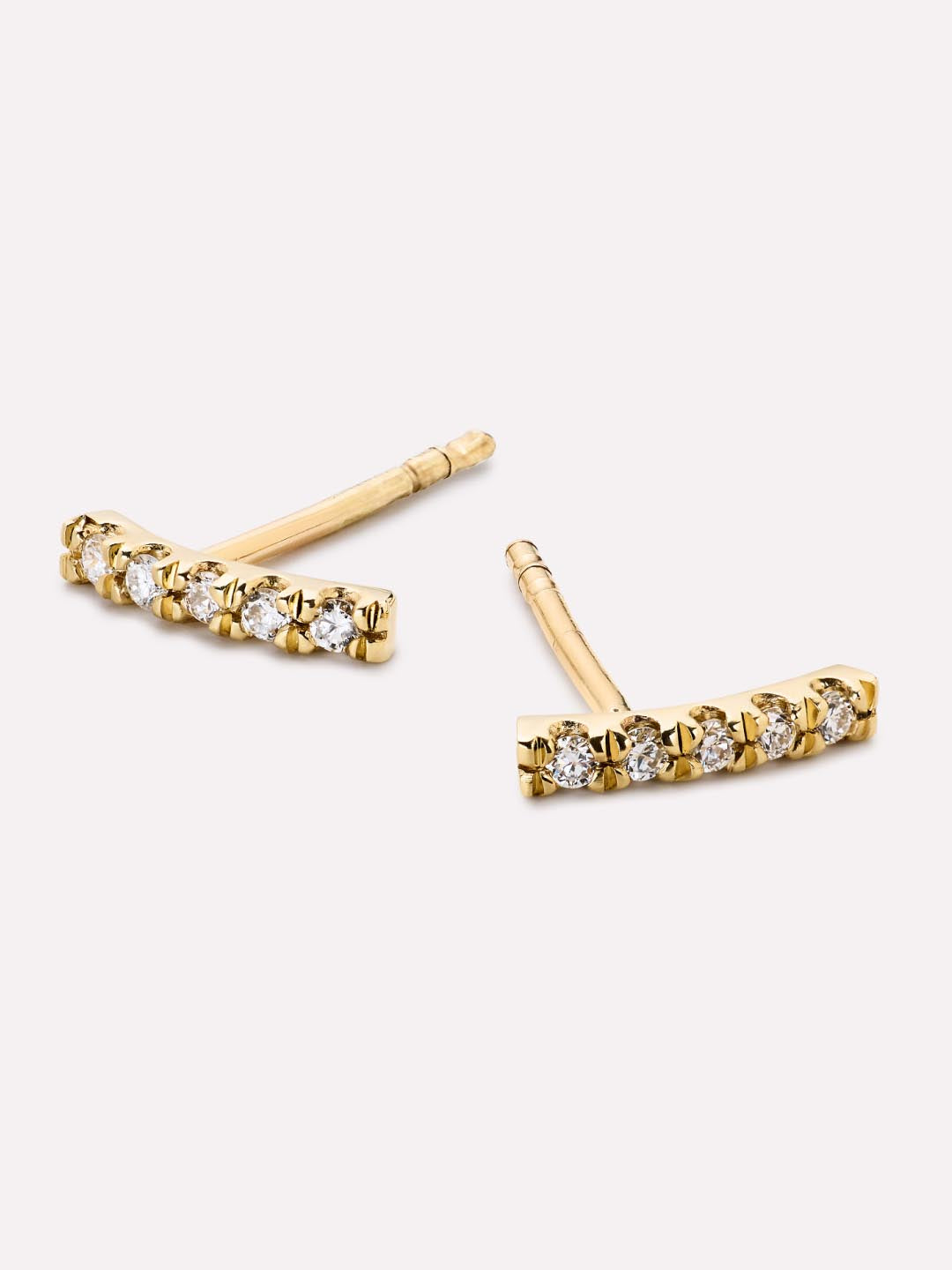 Pave Bar Stud Earrings | 10K Solid Gold | 0.07 CTW Diamonds