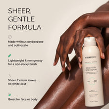 Body spray bottle with text about its properties