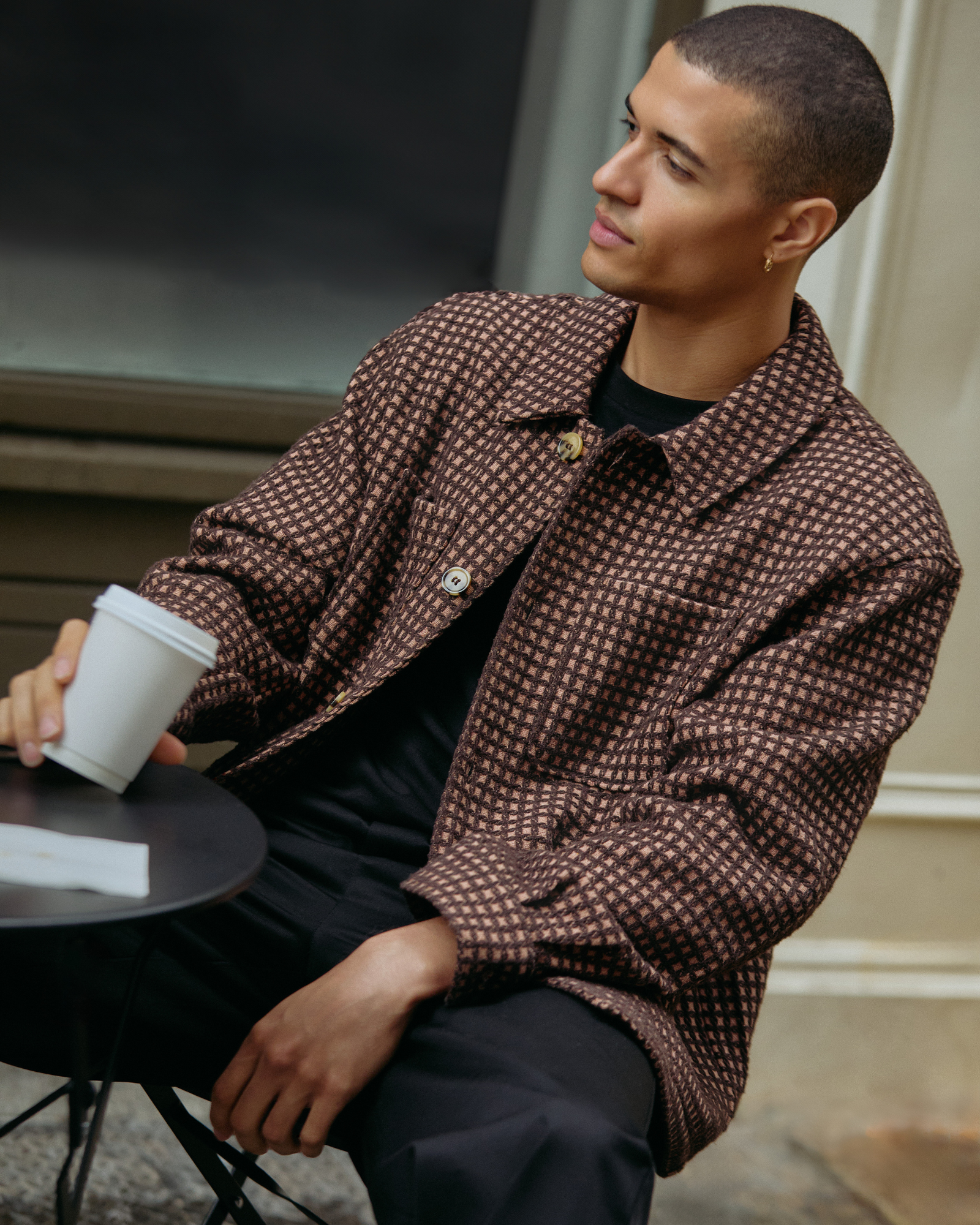 Wool Check Jacket | Brown