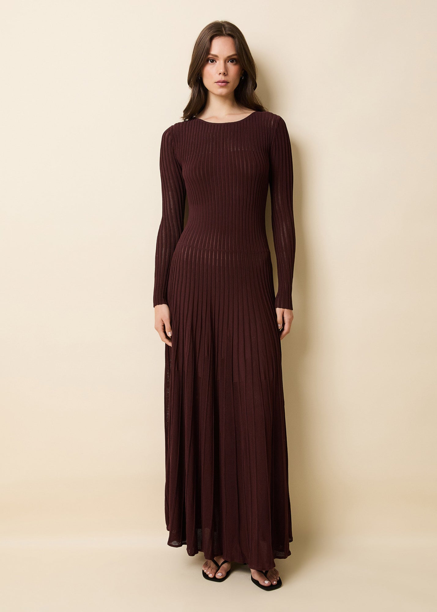 Sloane Dress Mesh Pointelle | Raisin Brown Sloane Dress Mesh Pointelle | Raisin Brown
