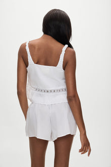 Airy poplin buttoned top white