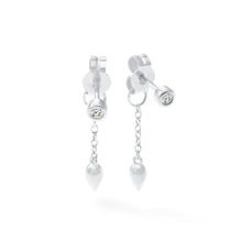 Womens | 0.06 CT Round Cut Lab Grown Accent Diamond | Dangle Drop Stud Earrings | Sterling Silver | G-SI