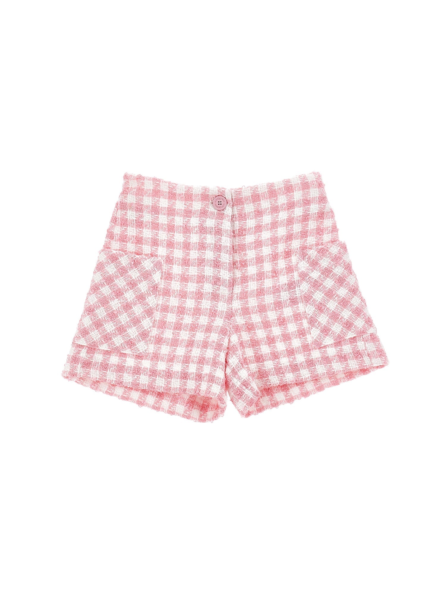 Girls | Houndstooth Shorts | White/FairyTale Pink