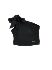 Girls | One Shoulder Viscose Tank Top | Black