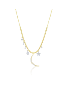.41 Ct Diamond Moon Snake Chain Necklace | 14 Kt Yellow Gold