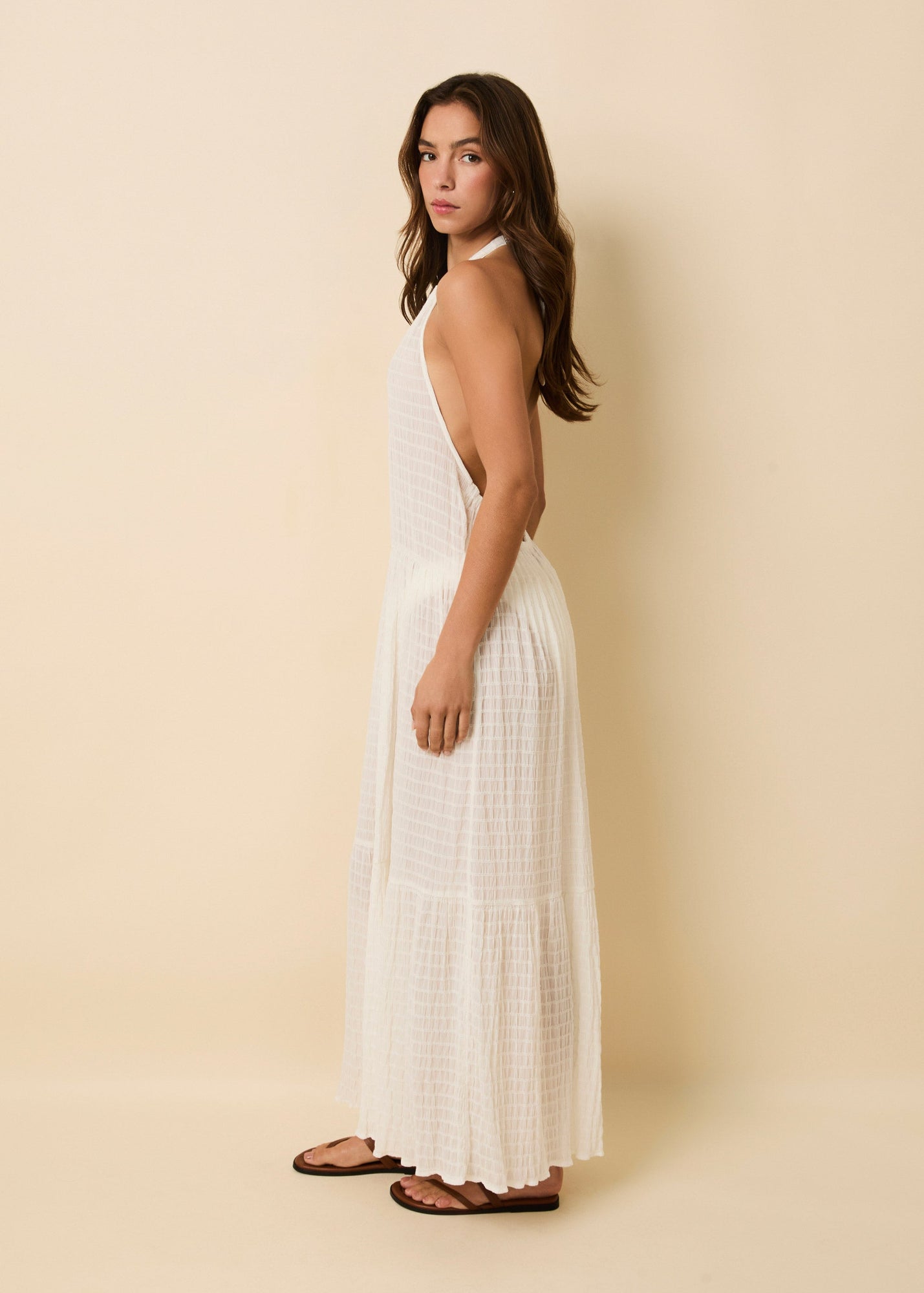 long sleeve white maxi dresses Alayna