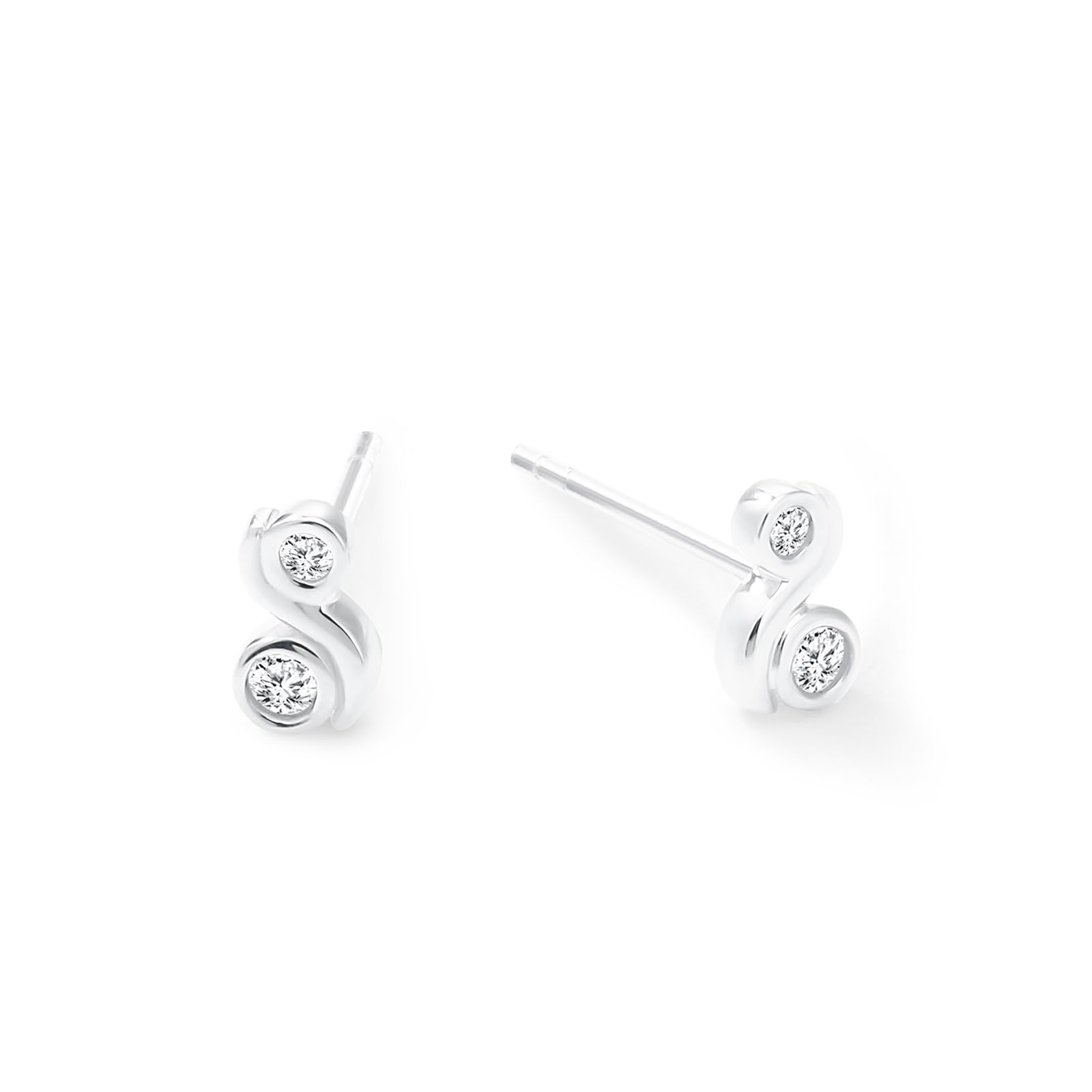 Womens | 0.09 CT Round Cut Lab Grown Accent Diamond | Fashion Stud Earrings | Sterling Silver | G-SI