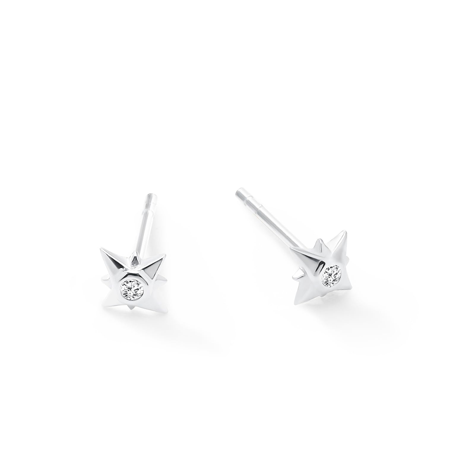Womens | 0.03 CT Round Cut Lab Grown Accent Diamond | Fashion Stud Earrings | Sterling Silver | G-SI
