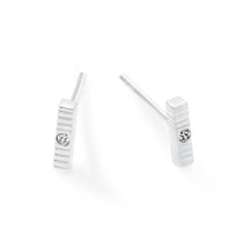 Womens | 0.02 CT Round Cut Lab Grown Accent Diamond | Bar Stud Earrings | Sterling Silver | G-SI