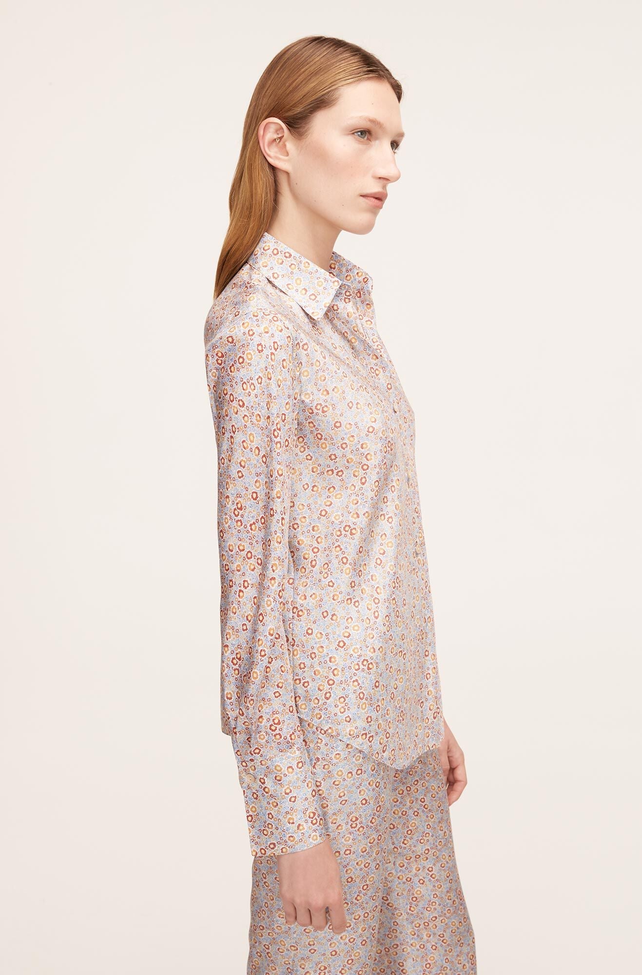 Violet Fleur Silk Blouse | Violet Fleur Glass Blue Combo