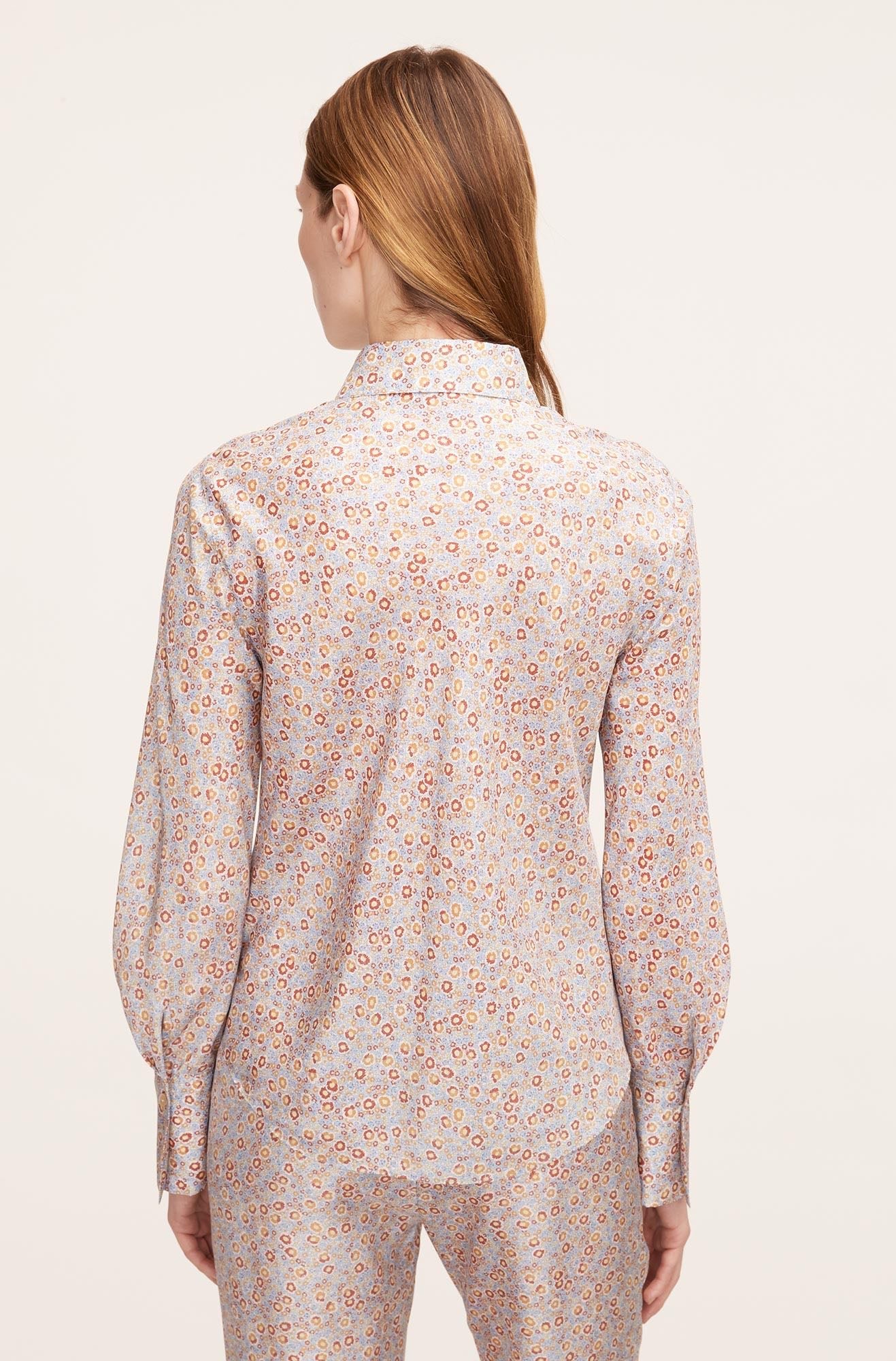 Violet Fleur Silk Blouse | Violet Fleur Glass Blue Combo