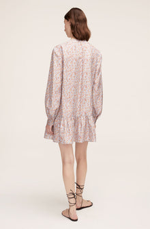 Violet Fleur Belted Silk Dress | Violet Fleur Glass Blue Combo