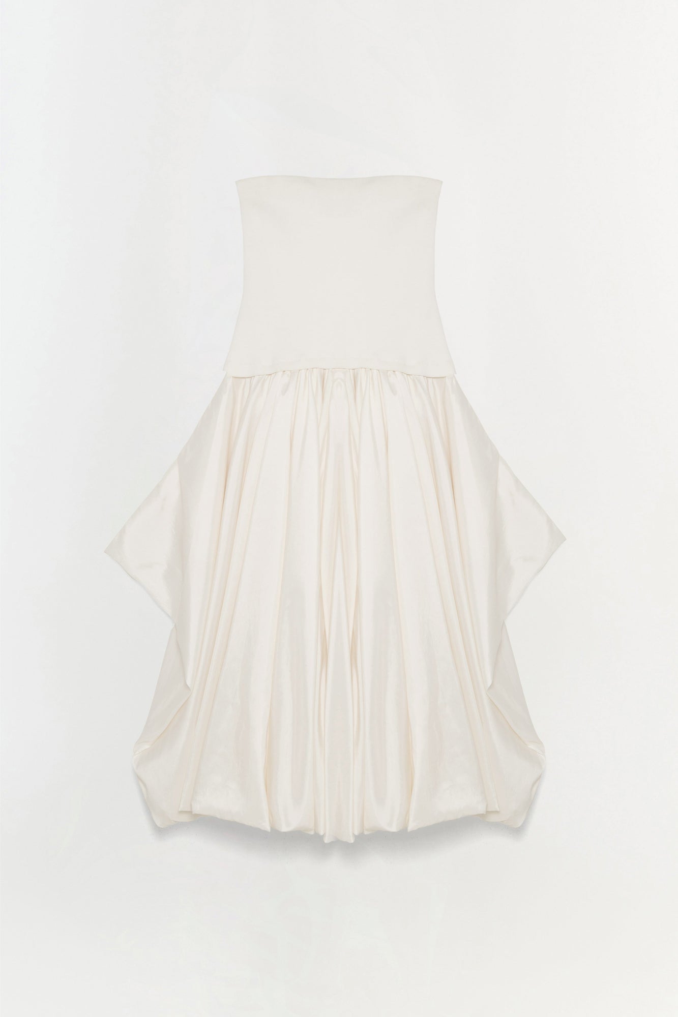 Womens | Izzy Strapless Taffeta Midi Dress | Ivory