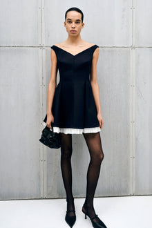 Womens | Dorothie Pleated Combo Mini Dress | Black Multi