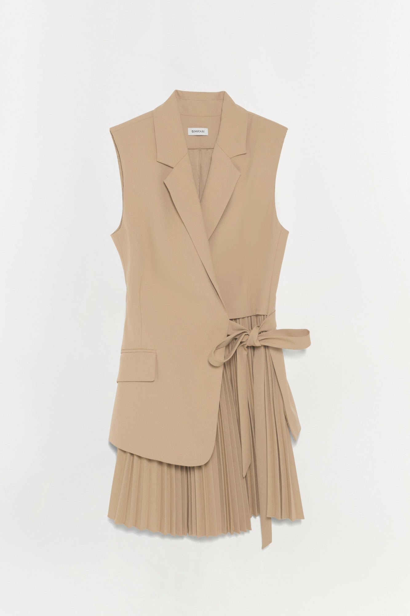 Womens | Eman Pleated Mini Dress | Camel
