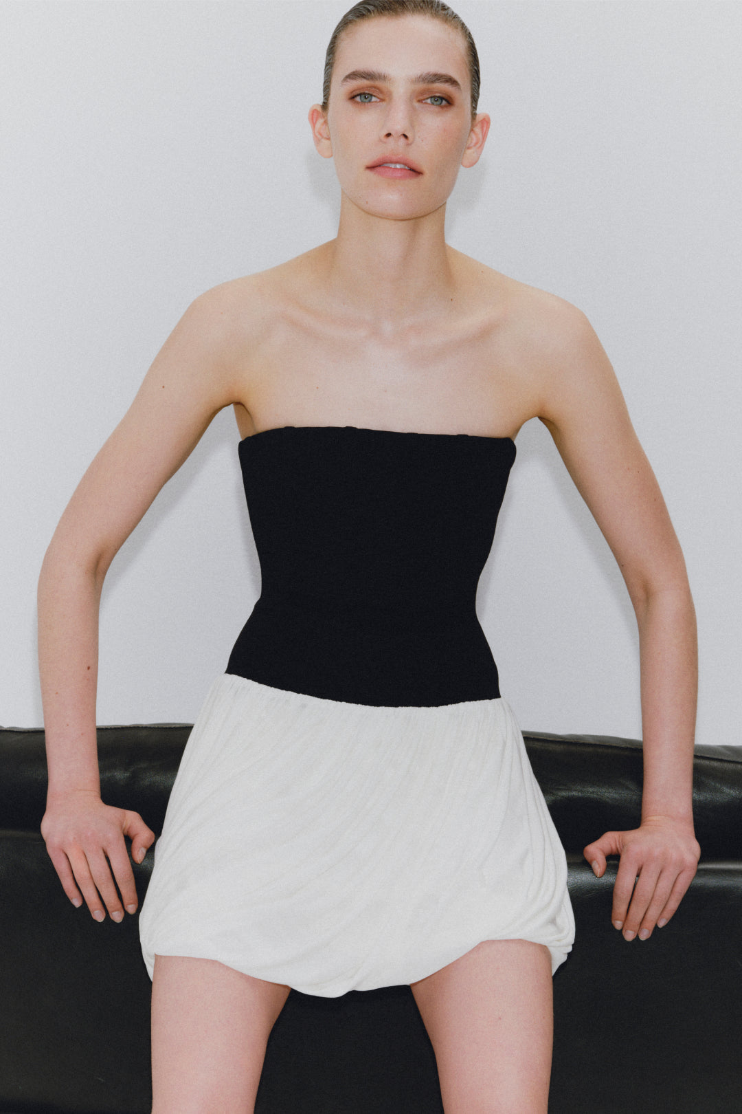 Womens | Josie Strapless Mini Dress | Black Multi