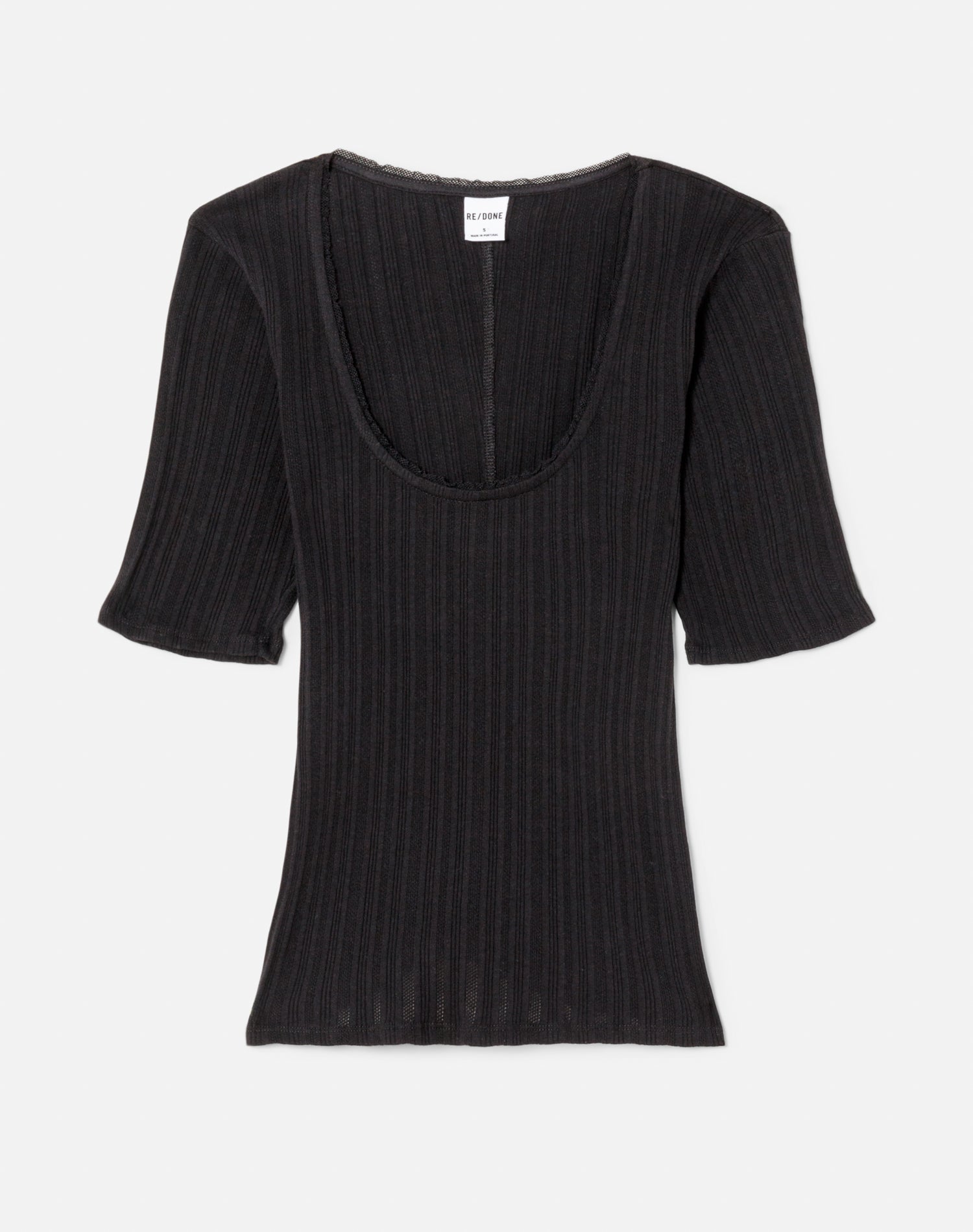 Hanes Pointelle Scoop Neck Tee | Black