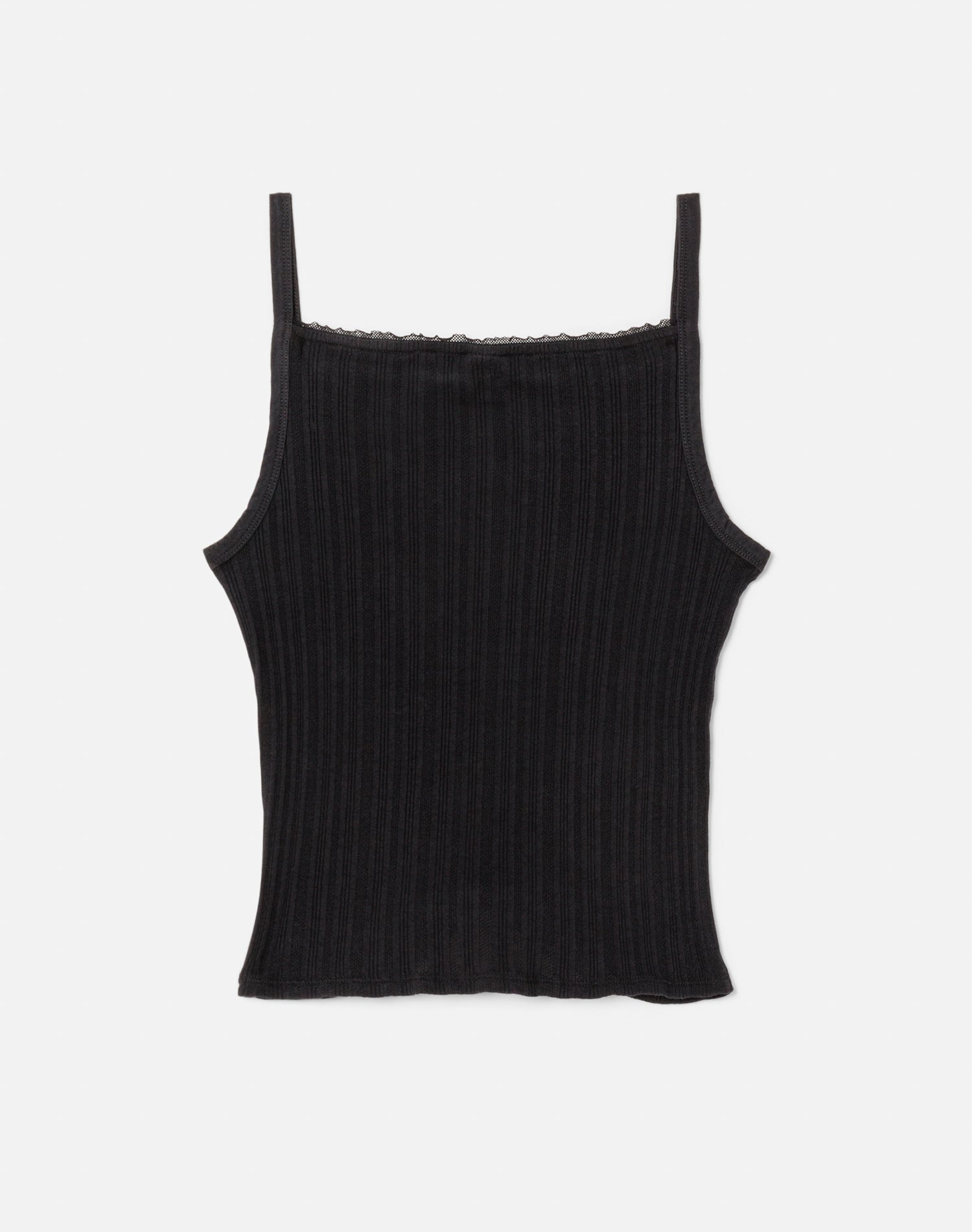 Hanes Pointelle Square Neck Tank | Black