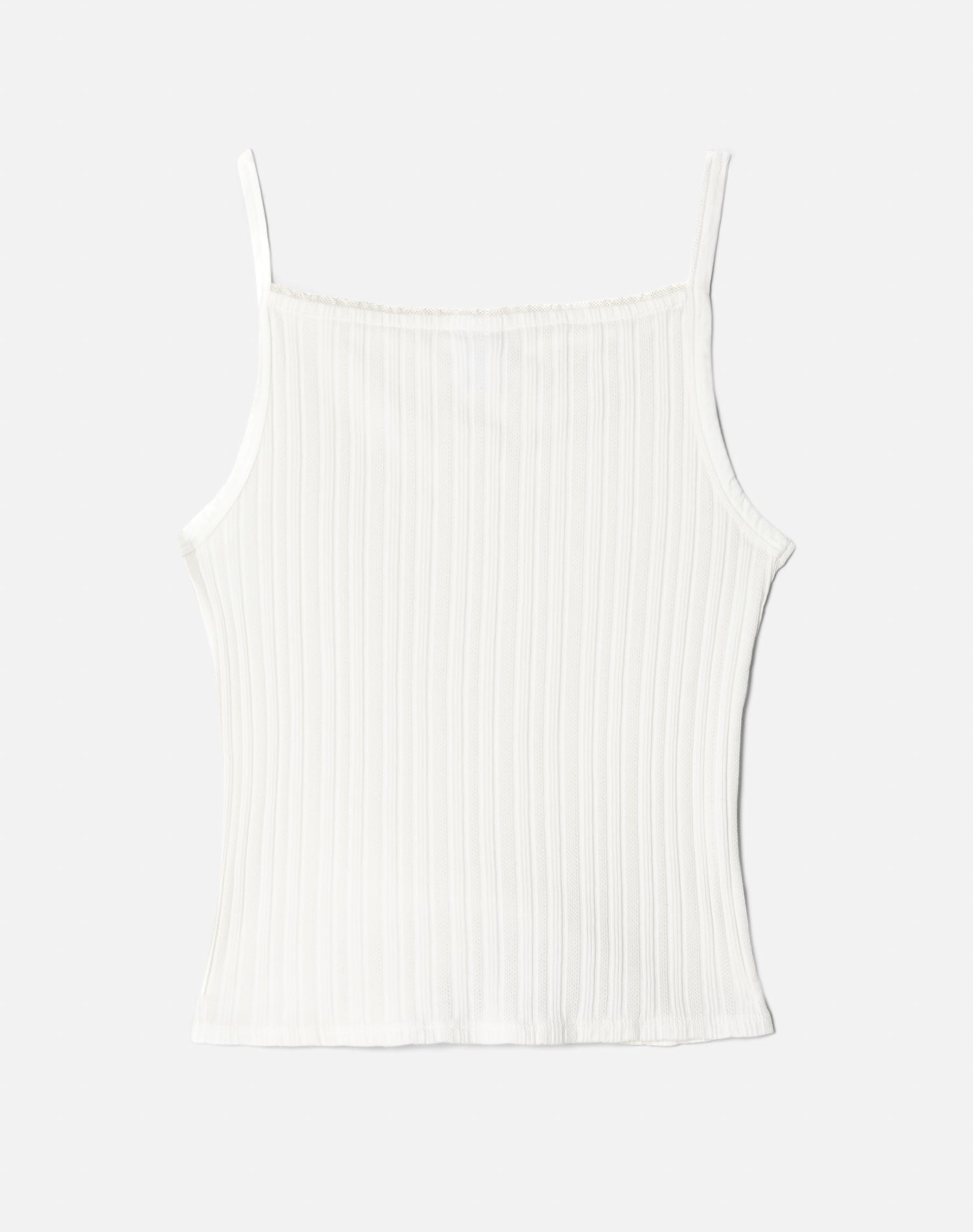 Hanes Pointelle Square Neck Tank | Vintage White