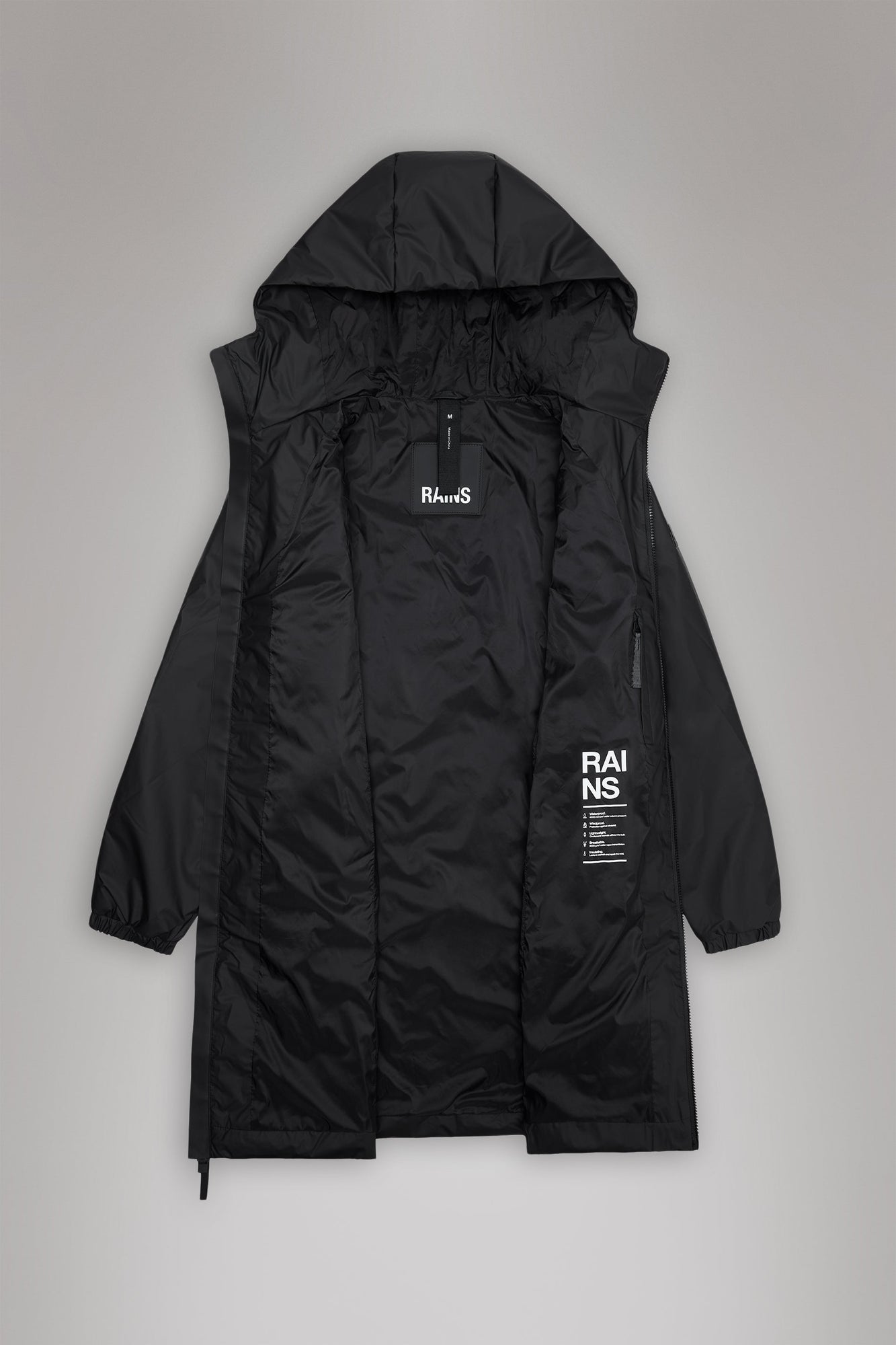 RAINS Lohja Long Insulated Curve Jacket Coal Jacket
