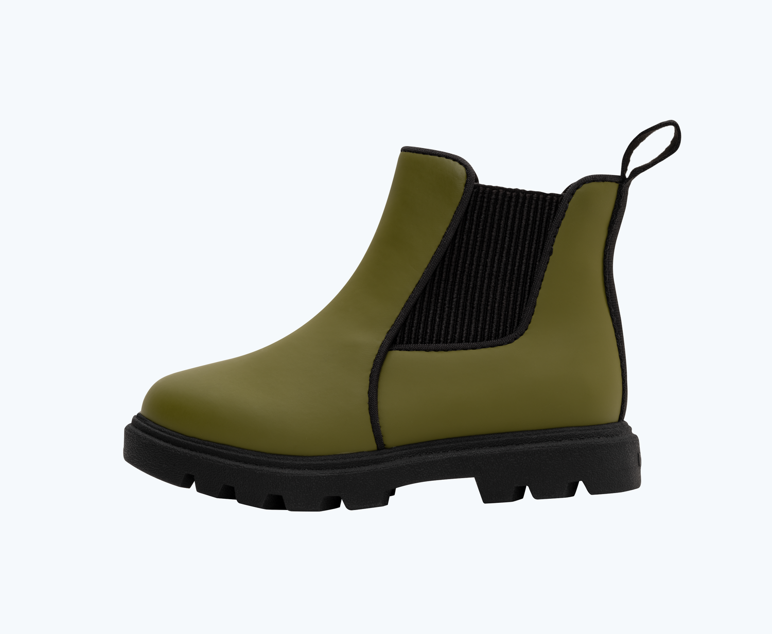 Side view of a Native Shoes Kids Kensington Treklite Kids | Rookie Green/ Jiffy Black Footwear