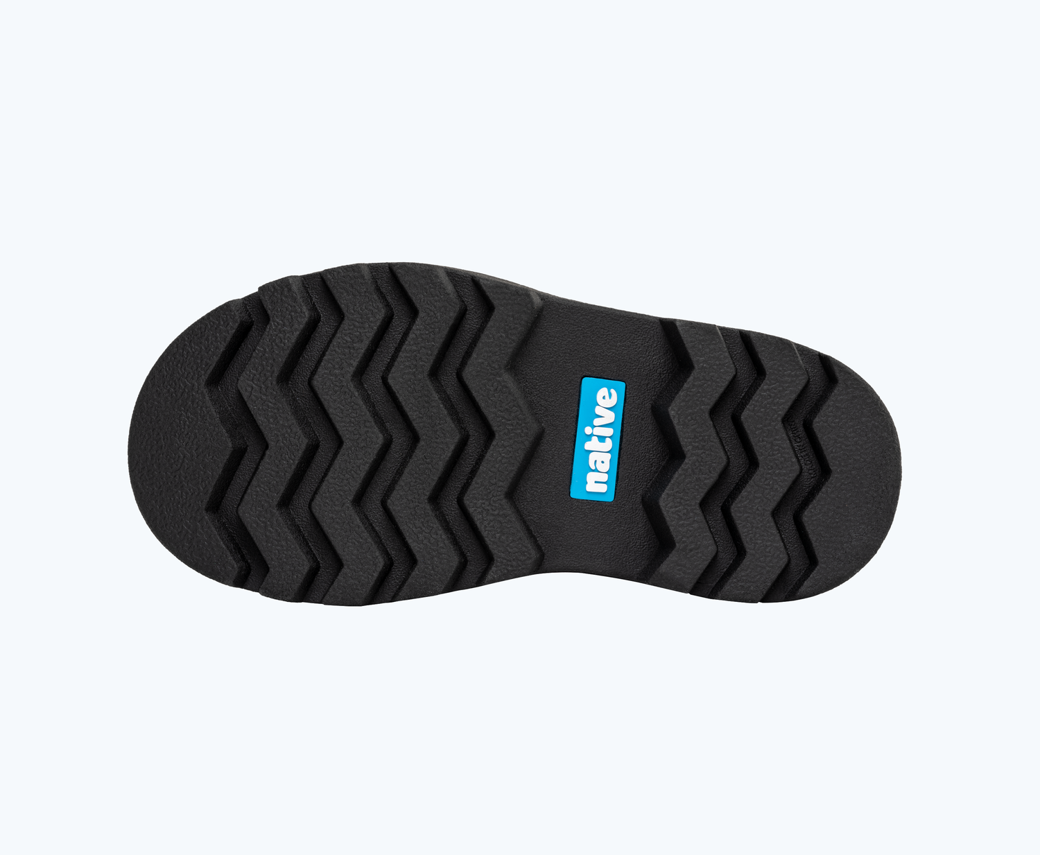 Bottom view of a Native Shoes Kids Kensington Treklite Kids | Rookie Green/ Jiffy Black Footwear