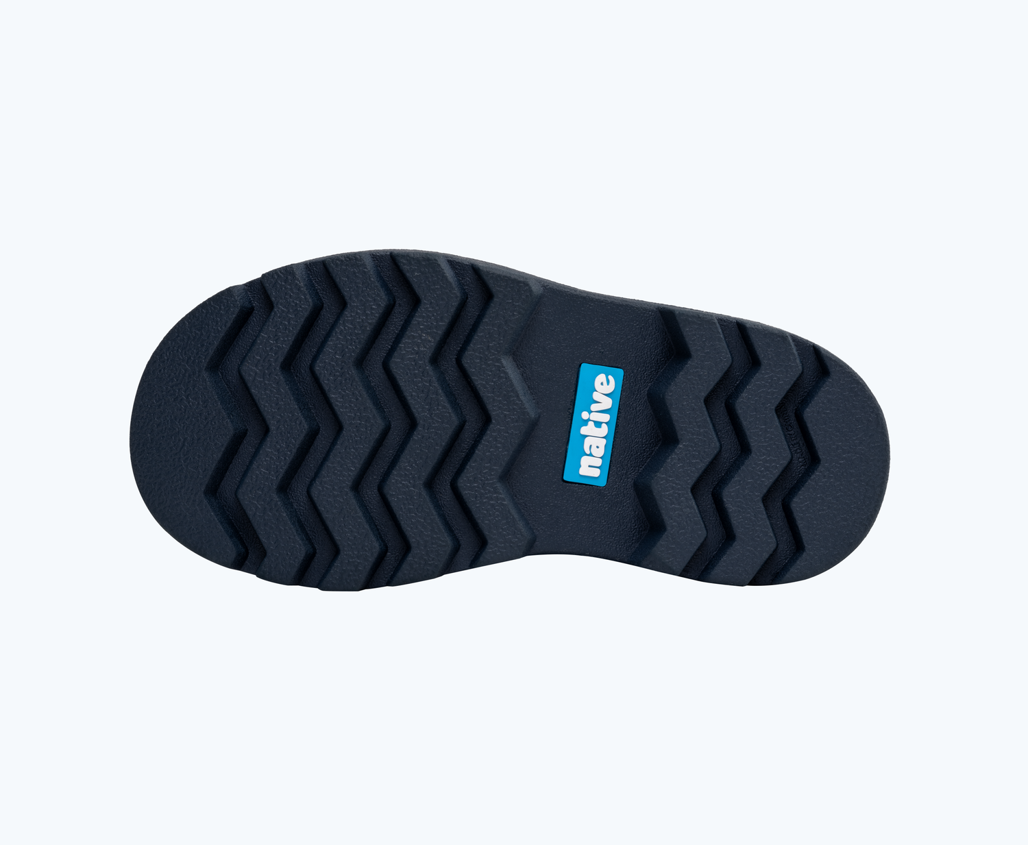 Bottom view of a Native Shoes Kids Kensington Treklite Bloom Kids | Insight Blue/ Insight Blue/ Quest Blue Footwear