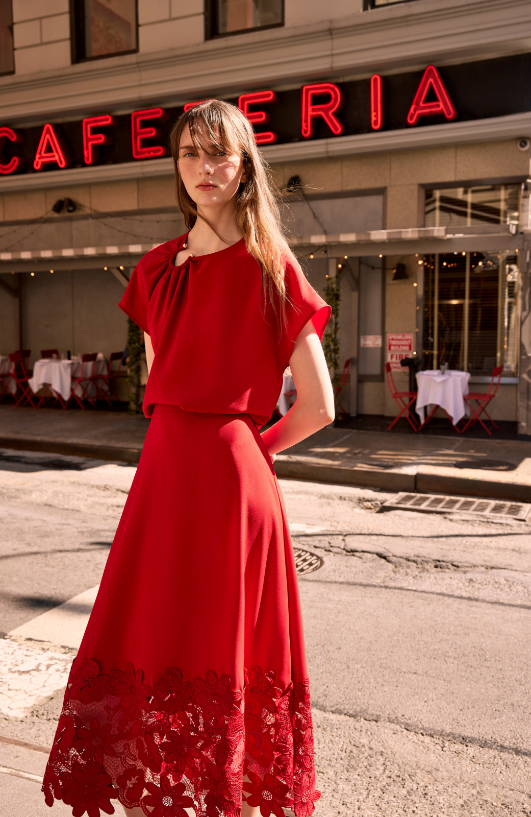 Fluid Crepe Shirred Detail Top | Ruby