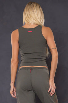 Women | Vintage Fitted Ribbed Tank | Olive