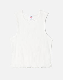 Hanes Crinkle High Neck Tank | Vintage White