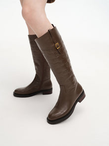 knee-high leather Boots | Brown
