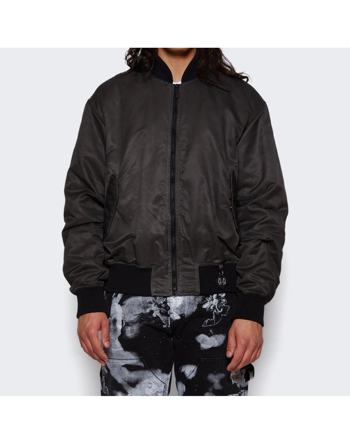44 Label Group | Men | Emil Flare Bomber Jacket | Marble Dark Grey