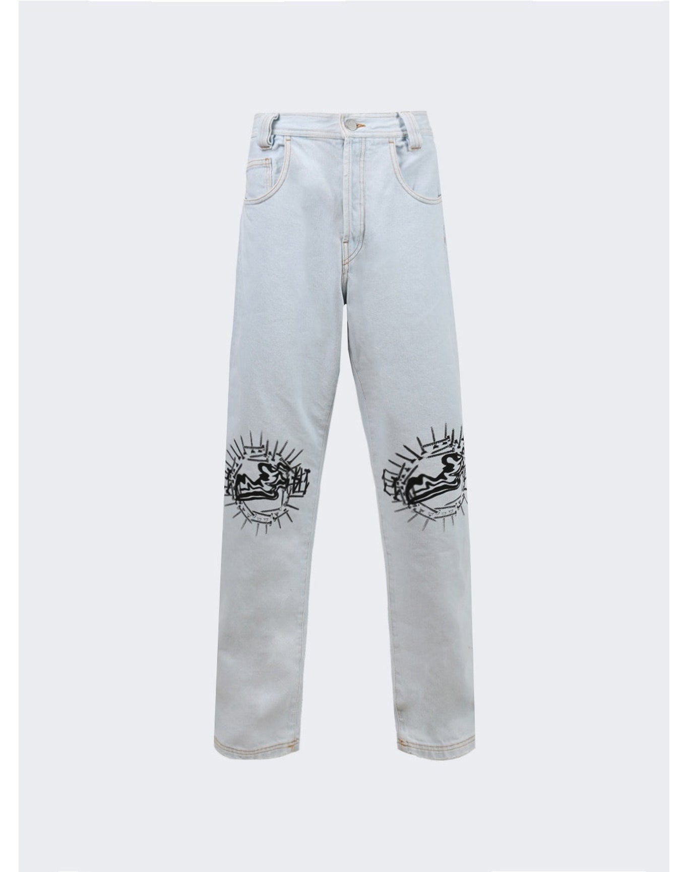 44 Label Group | Men | Straight Light Denim Pants | Baby Blue