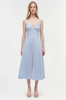 Womens | Honor Cotton Midi Dress | Blue Hydrangea Stripe