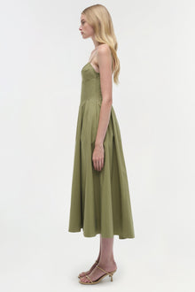 Womens | Kittiya Cotton Midi Dress | Olive