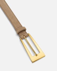 No. 10 Belt | Taupe Suede/Gold