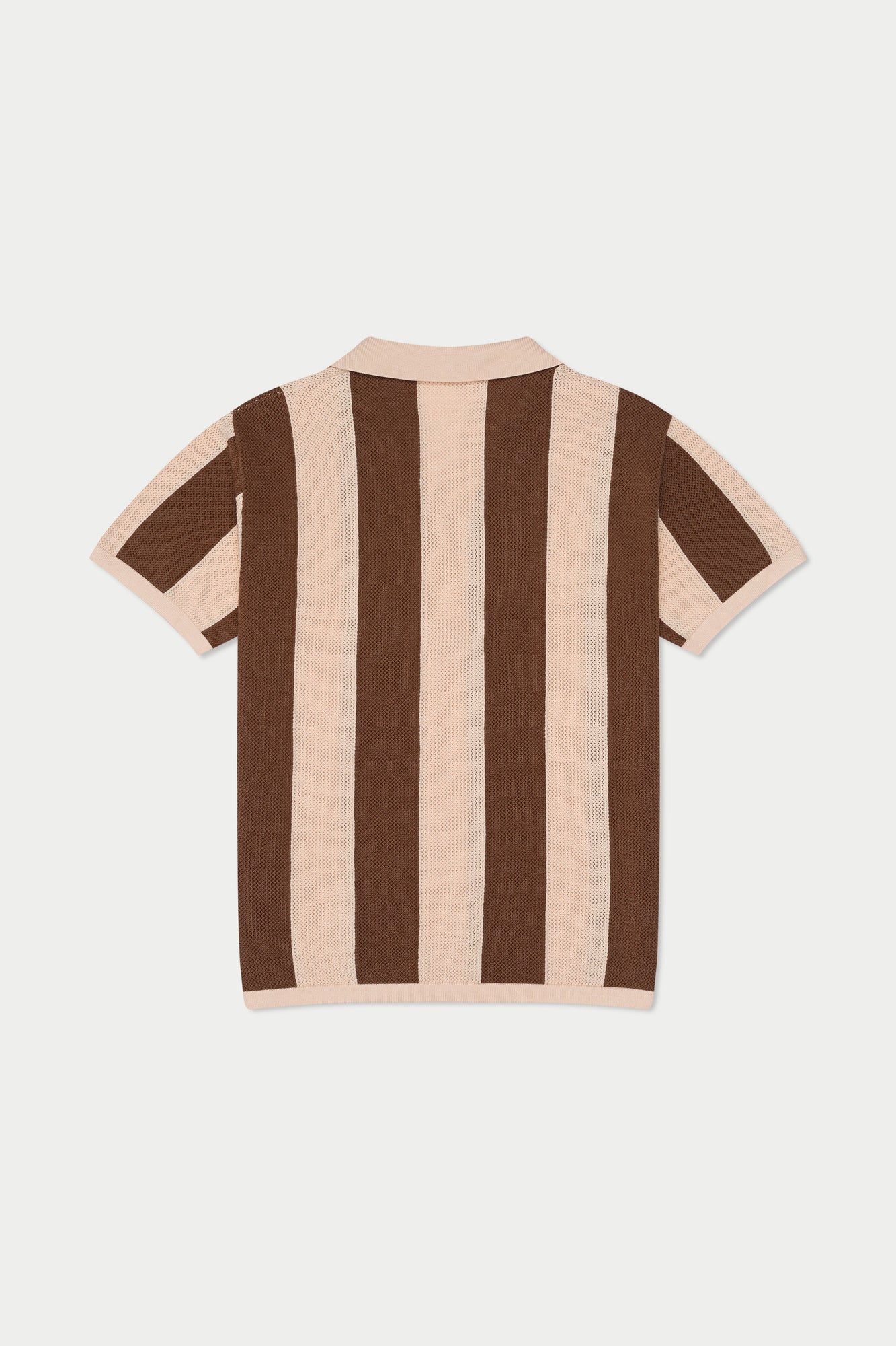Brown Stripe Knit Polo | Brown