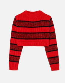 Cropped Boatneck Pullover | Red Black Rugby