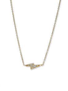 Aztec Pave Lightning Bolt Necklace | Diamonds | 14K Yellow Gold