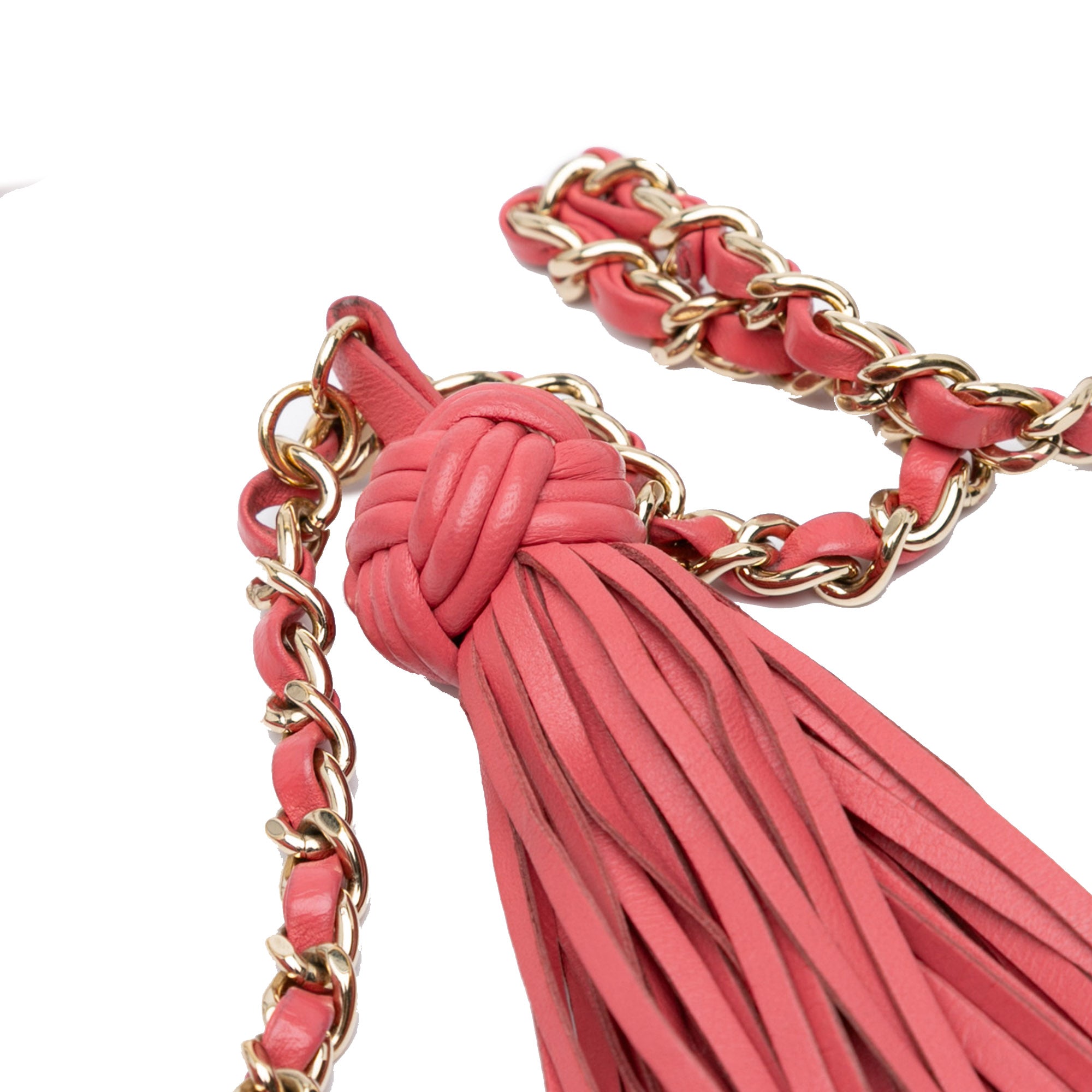 Chanel | Pre-Owned Quilted Lambskin Double Stitch Tassel Wallet On Chain | Pink