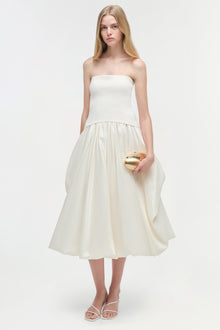 Womens | Izzy Strapless Taffeta Midi Dress | Ivory