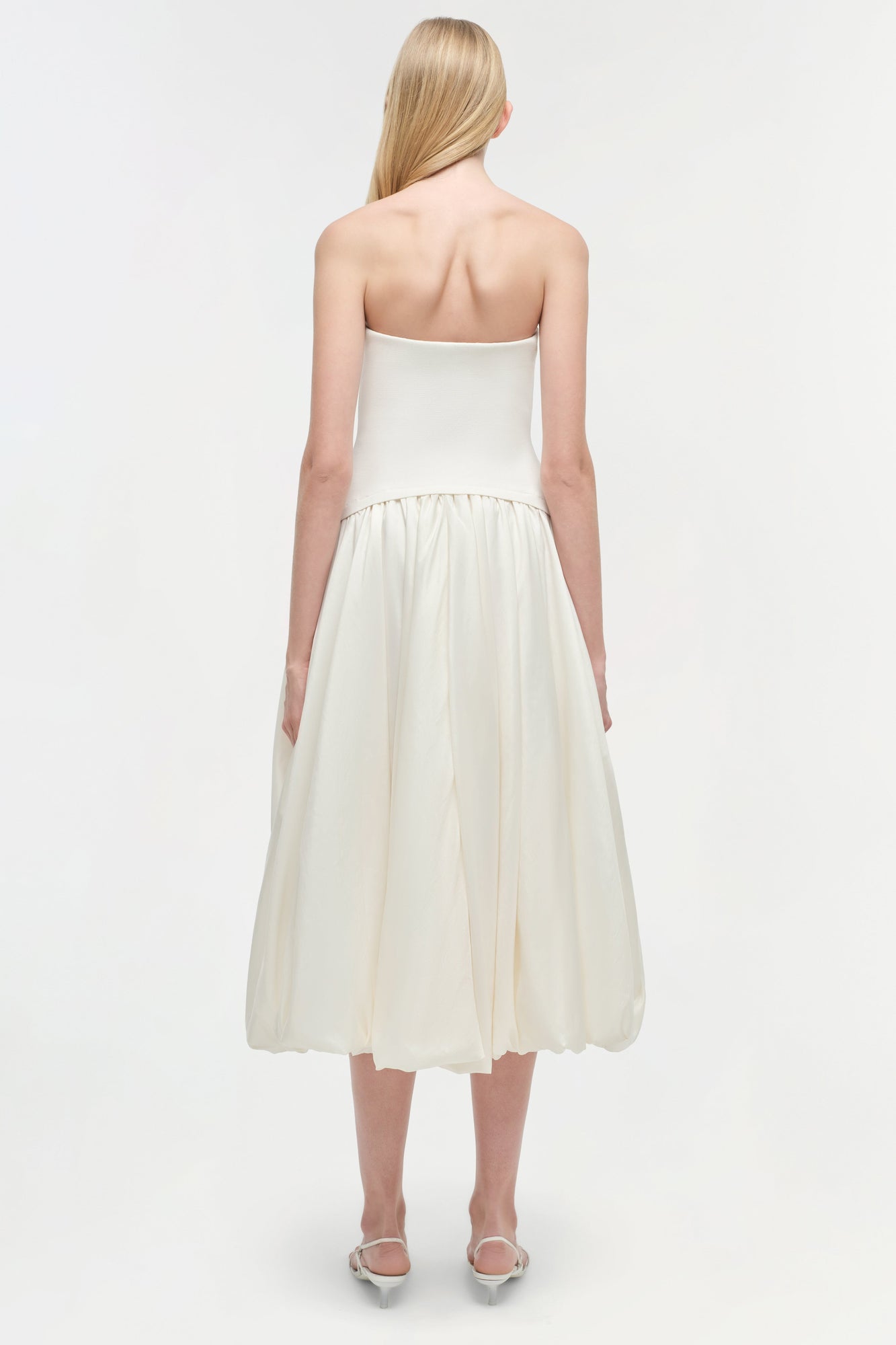 Womens | Izzy Strapless Taffeta Midi Dress | Ivory