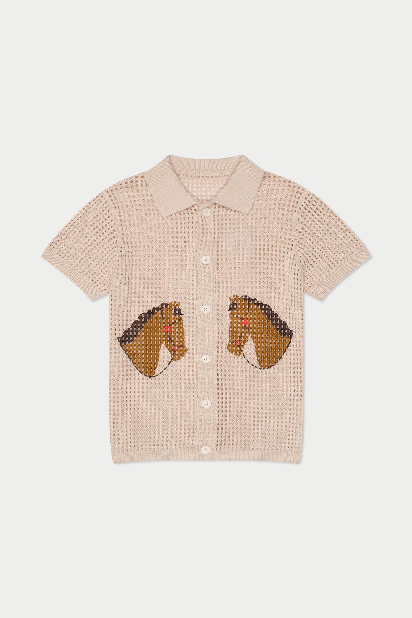Western Crochet Knit Shirt | Beige