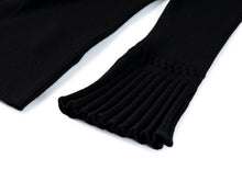 Wool Fit Long-Sleeves V-Neck Sweater Top | Black
