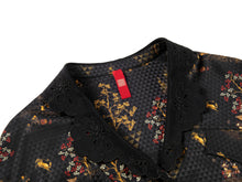 Silky Printed Belted Blouse | Black