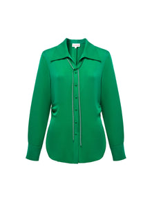 Frenchy Solid Button Front Shirt | Green