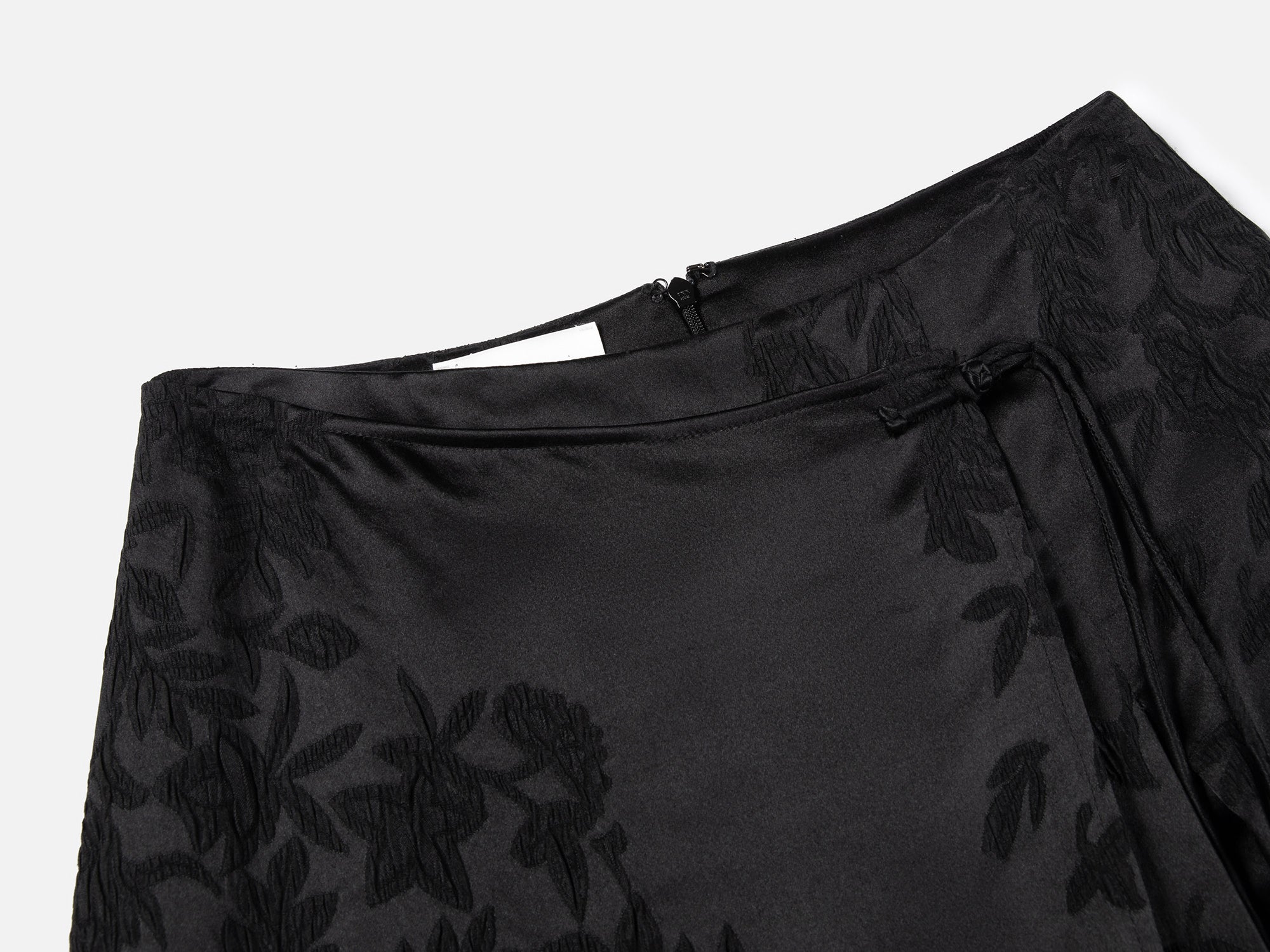 Mulberry Silk Embossed Midi Skirt | Black